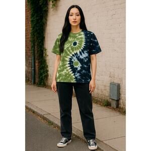 Super Massive Tie-Dye Yin Yang T-Shirt Men’s XL Green Black Streetwear